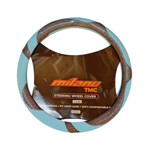 Cubre Volante de Goma PU Universal para Auto y Camioneta Celeste con Negro
