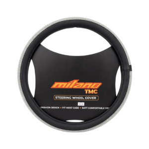 Cubre Volante de cuero Universal para Auto y Camioneta Negro con goma brillante
