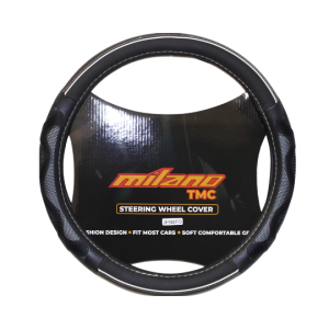 Cubre Volante de Goma PU Universal para Auto y Camioneta Negro y Blanco con malla