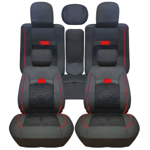 Cubreasiento Ecocuero Negro/Lineas Rojas