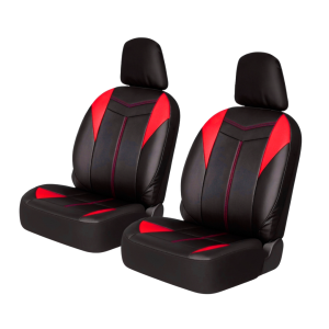 Cubreasiento Ecocuero Negro Con Lineas Rojas
