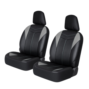 Cubreasiento Ecocuero Negro Con Lineas Gris