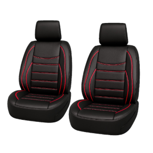 Cubreasiento Ecocuero Liso Doble Costura Negro Rojo